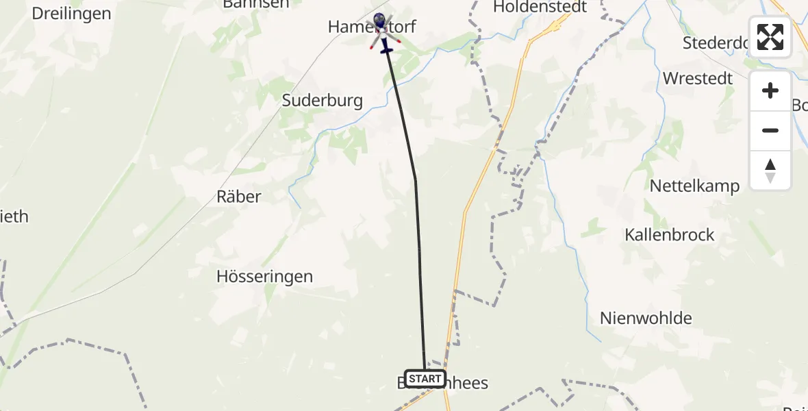 Flugroute Polizeihubschrauber Suderburg - Suderburg, 25 September 2026, 18:04