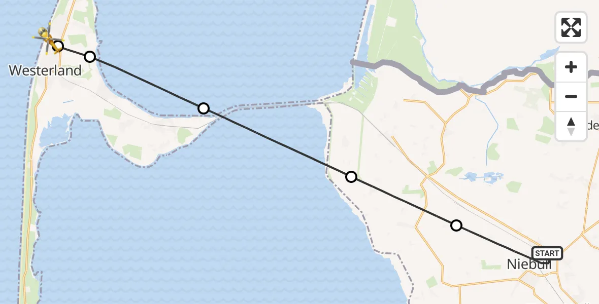 Flugroute Ambulanzhubschrauber Niebüll - Sylt, 25 September 2026, 18:04