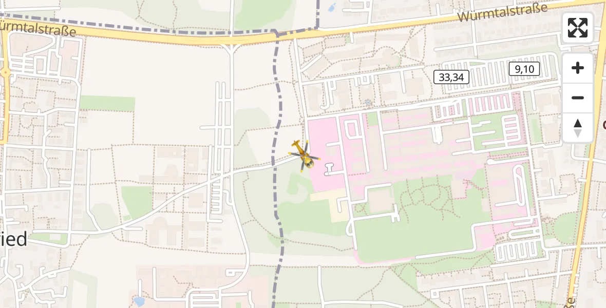 Flugroute Rettungshubschrauber DRF Air Rescue München Hubschrauberlandeplatz - DRF Air Rescue München Hubschrauberlandeplatz, 25 September 2026, 21:53