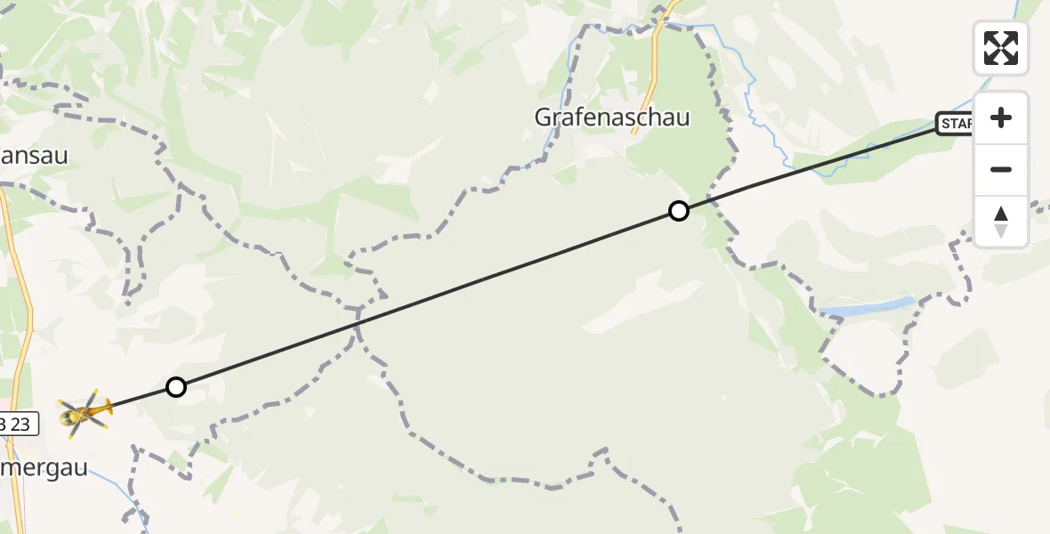Flugroute Rettungshubschrauber Murnau a.Staffelsee - Unterammergau, 26 September 2026, 05:57