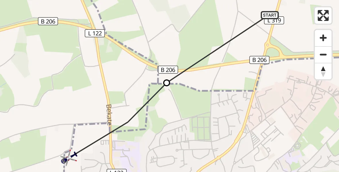 Flugroute Polizeihubschrauber Fuhlendorf - Hitzhusen, 26 September 2026, 06:01