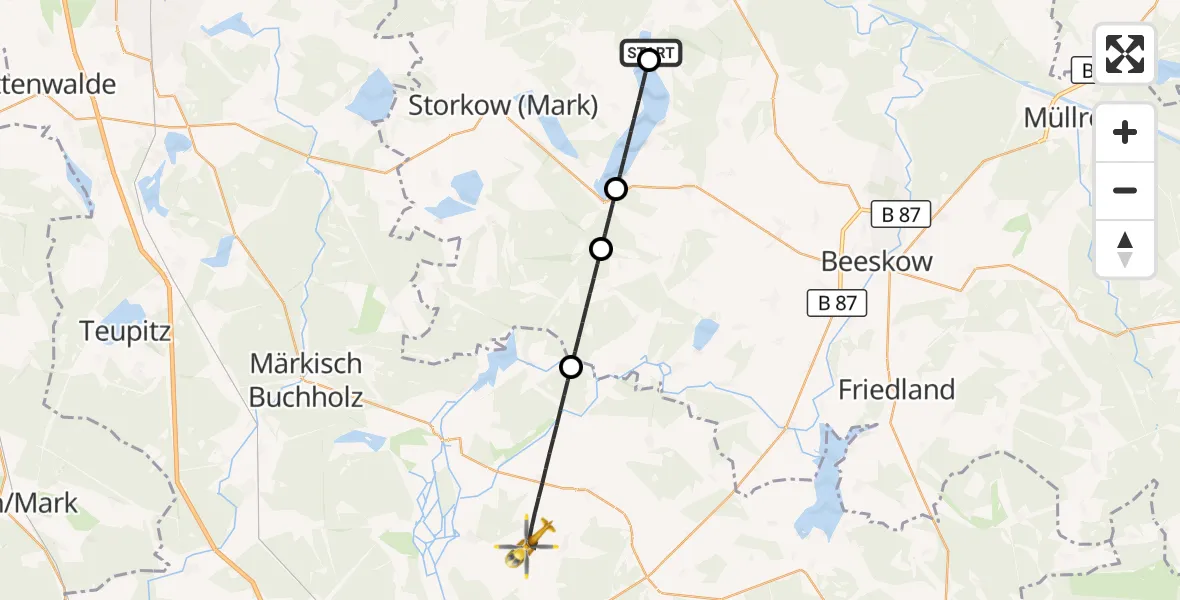 Flugroute Rettungshubschrauber Bad Saarow Hospital - Märkische Heide, 26 September 2026, 06:18