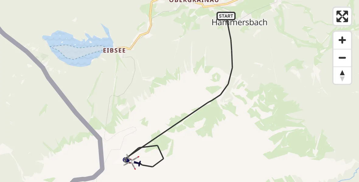 Flugroute Polizeihubschrauber Grainau - Grainau, 26 September 2026, 06:52