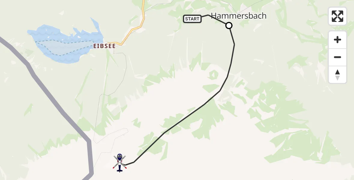 Flugroute Polizeihubschrauber Brandweg Hubschrauberlandeplatz - Grainau, 26 September 2026, 07:06