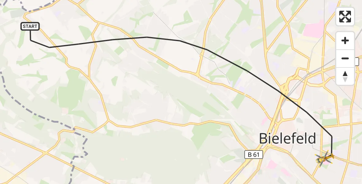 Flugroute Rettungshubschrauber Bielefeld - Bielefeld, 26 September 2026, 08:44
