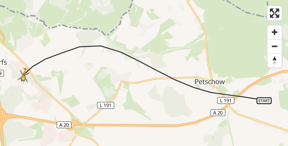 Flugroute Ambulanzhubschrauber Dummerstorf - Dummerstorf, 26 September 2026, 09:23