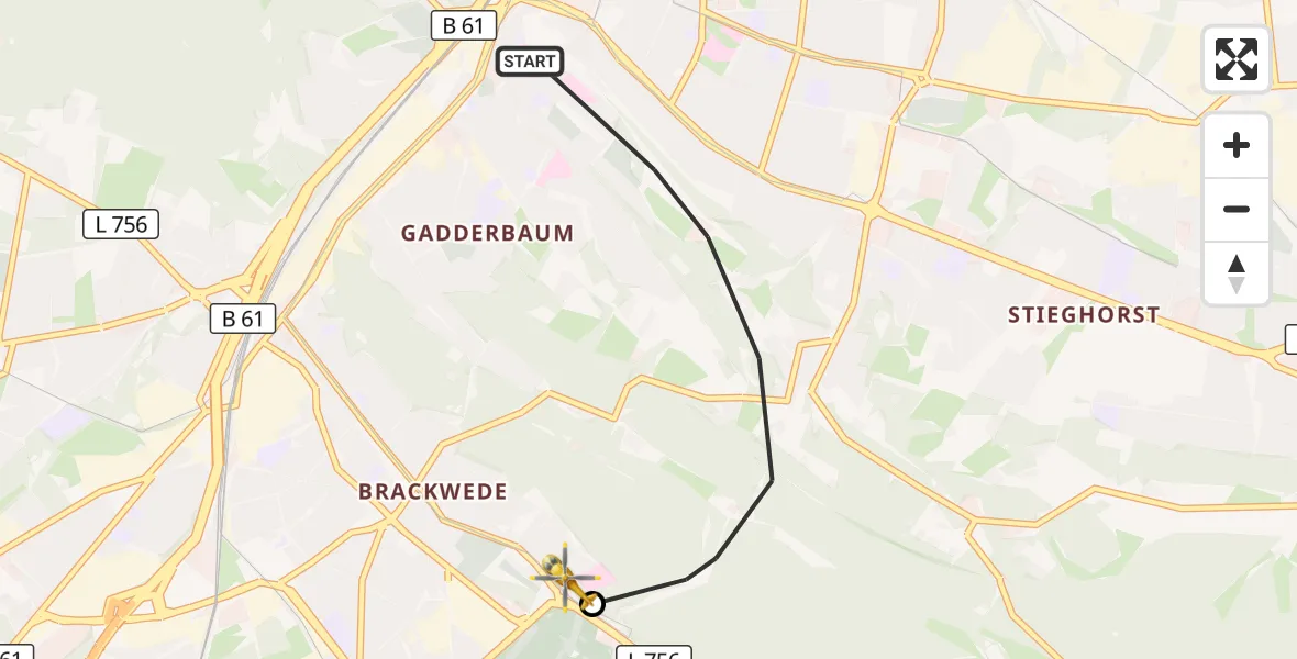 Flugroute Rettungshubschrauber Bielefeld - Luftrettungszentrum Bielefeld, 26 September 2026, 09:23