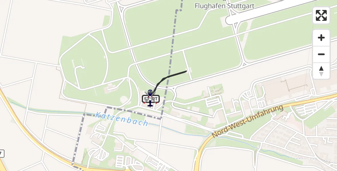 Flugroute Polizeihubschrauber Flughafen Stuttgart - Flughafen Stuttgart, 26 September 2026, 09:43