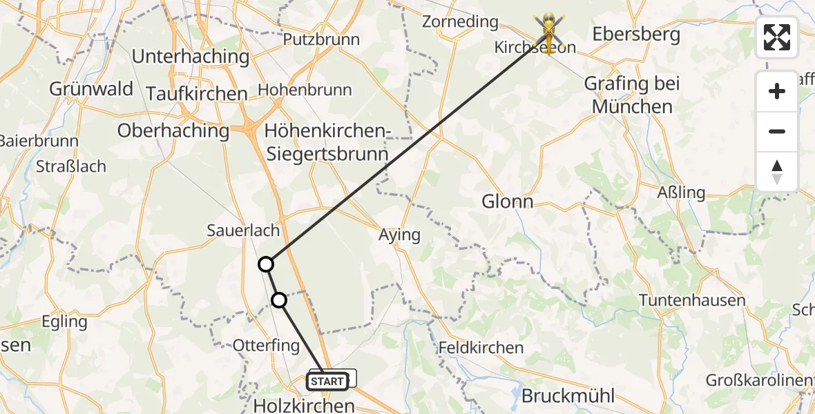 Flugroute Rettungshubschrauber Holzkirchen - Eglhartinger Forst, 26 September 2026, 09:45