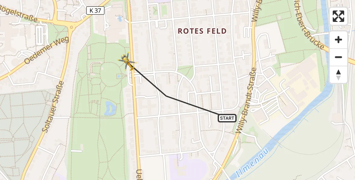 Flugroute Rettungshubschrauber Lüneburg - Lüneburg, 26 September 2026, 09:49