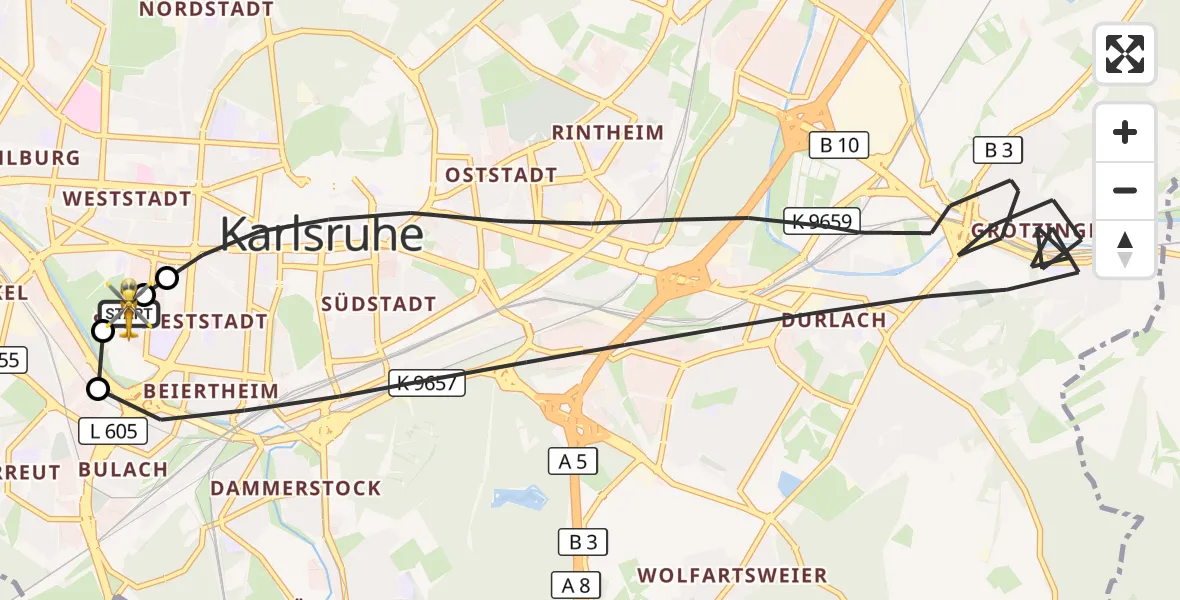 Flugroute Ambulanzhubschrauber Sankt Vincentius Hospital - Sankt Vincentius Hospital, 26 September 2026, 10:09