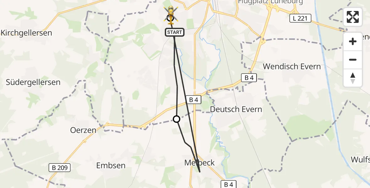 Flugroute Rettungshubschrauber Lüneburg - Lüneburg, 26 September 2026, 10:18
