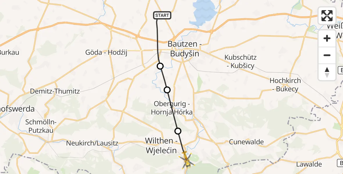 Flugroute Rettungshubschrauber Bautzen - Schirgiswalde-Kirschau, 26 September 2026, 10:19