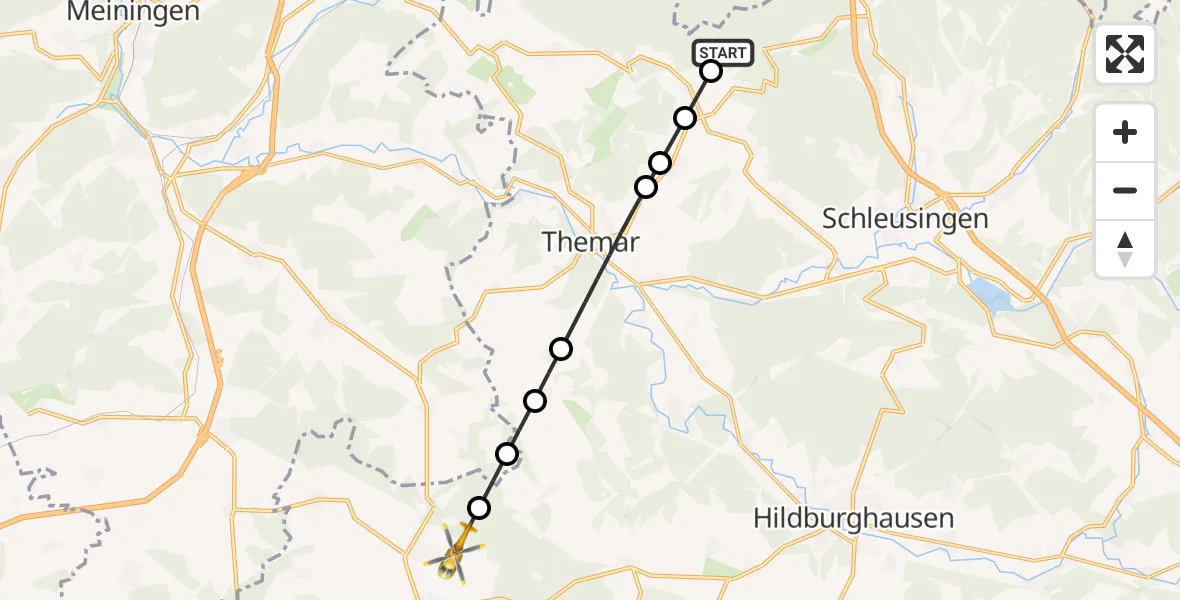 Flugroute Rettungshubschrauber Bischofrod - Römhild, 26 September 2026, 10:38
