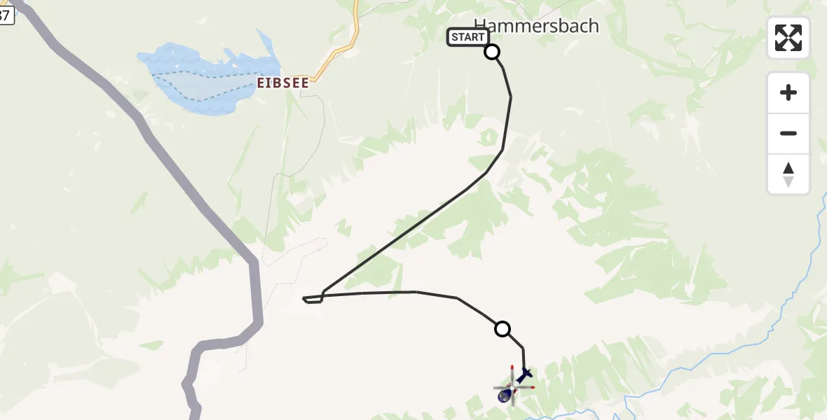Flugroute Polizeihubschrauber Brandweg Hubschrauberlandeplatz - Garmisch-Partenkirchen, 26 September 2026, 10:59