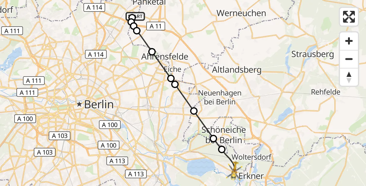 Flugroute Rettungshubschrauber Helios Clinic Berlin-Buch - Berlin, 26 September 2026, 11:06