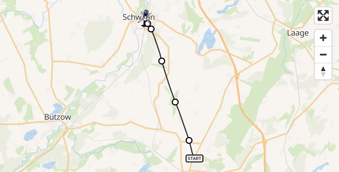 Flugroute Polizeihubschrauber Güstrow - Schwaan, 26 September 2026, 11:28