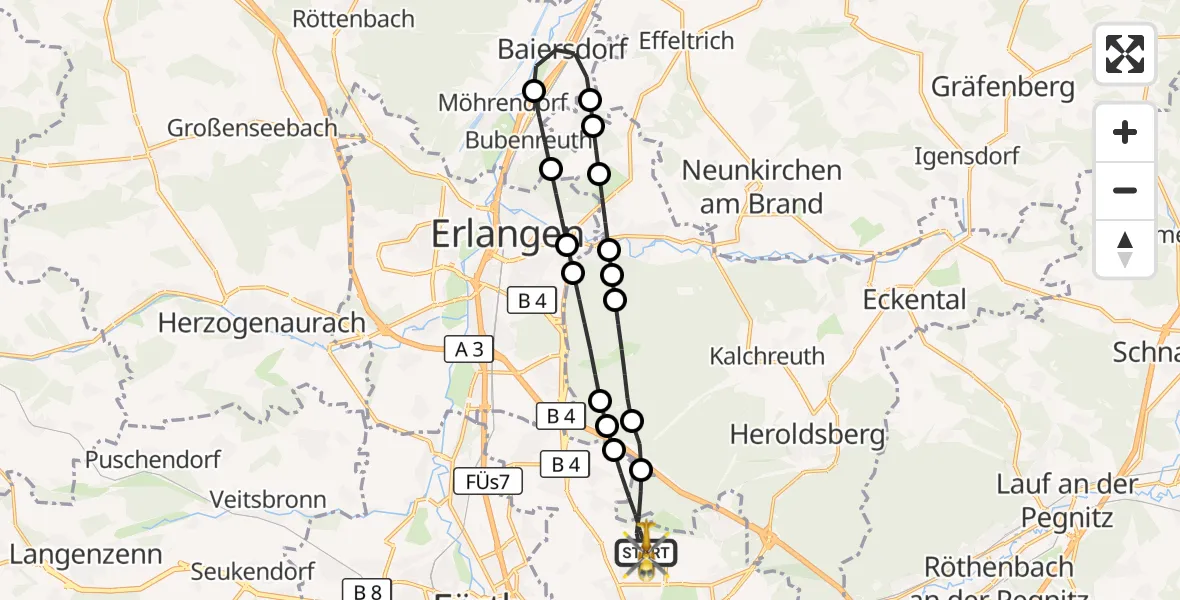 Flugroute Ambulanzhubschrauber Flughafen Nuremberg - Flughafen Nuremberg, 26 September 2026, 12:01