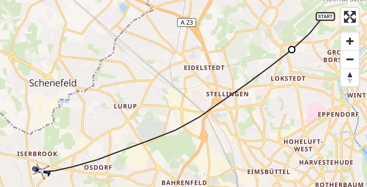 Flugroute Polizeihubschrauber Hamburg Helmut Schmidt Flughafen - Hamburg, 26 September 2026, 12:16