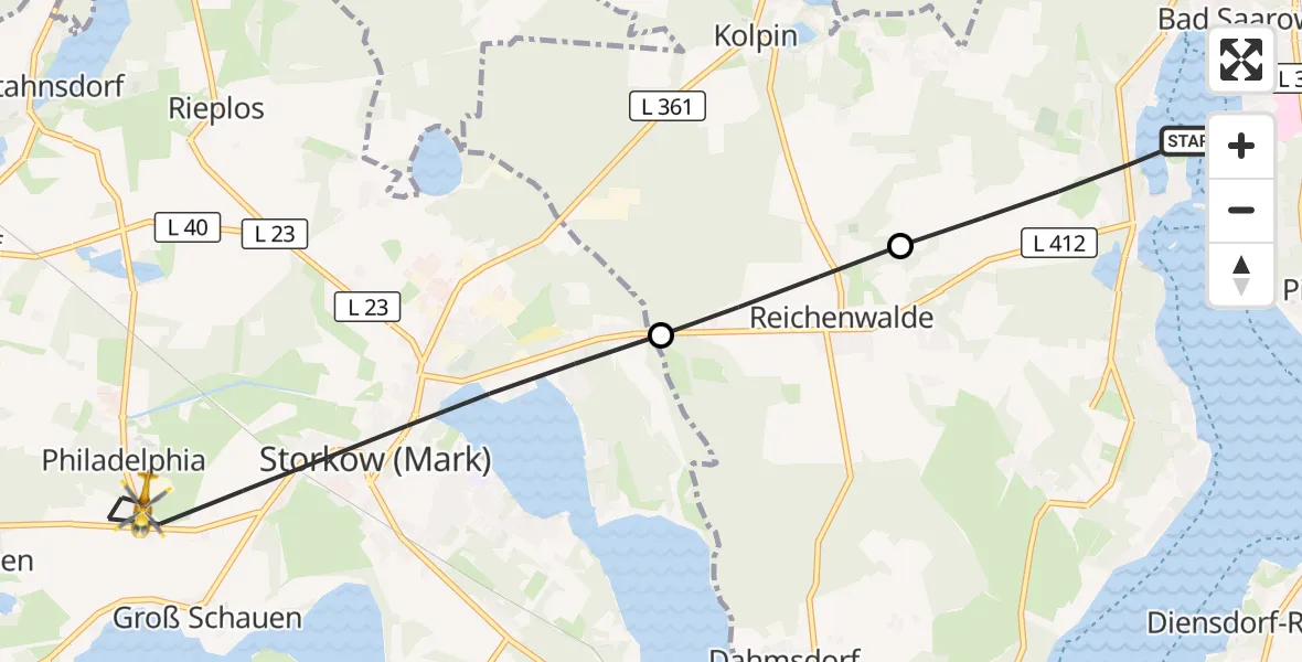 Flugroute Rettungshubschrauber Bad Saarow - Storkow (Mark), 26 September 2026, 12:47