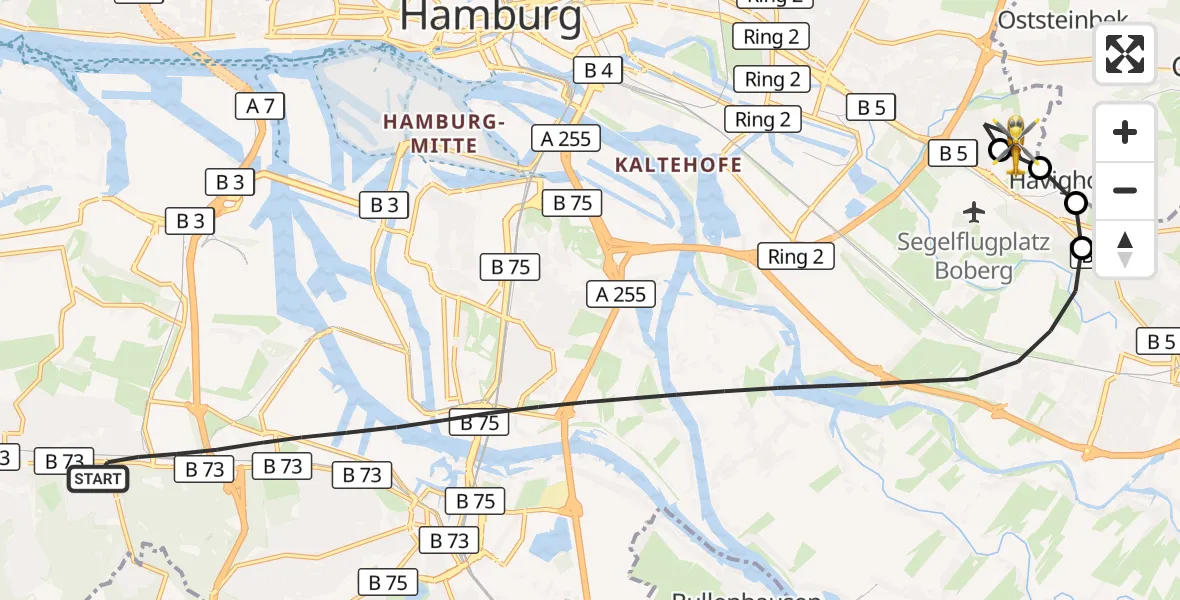Flugroute Rettungshubschrauber Hamburg - Hamburg, 26 September 2026, 13:25