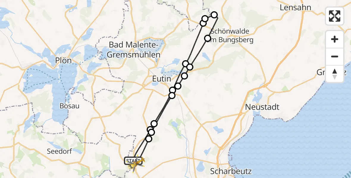 Flugroute Rettungshubschrauber Ahrensbök - Christoph 12 Luftrettungszentrum, 26 September 2026, 13:29
