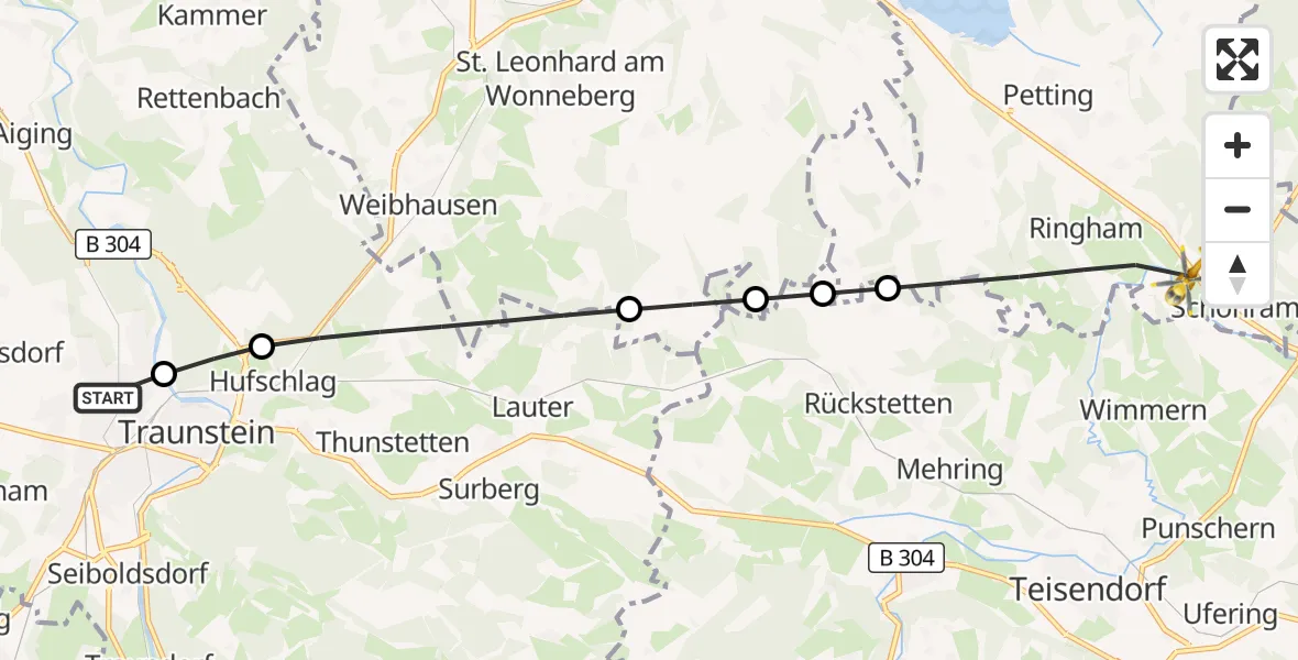 Flugroute Rettungshubschrauber Traunstein Hospital - Petting, 26 September 2026, 14:59