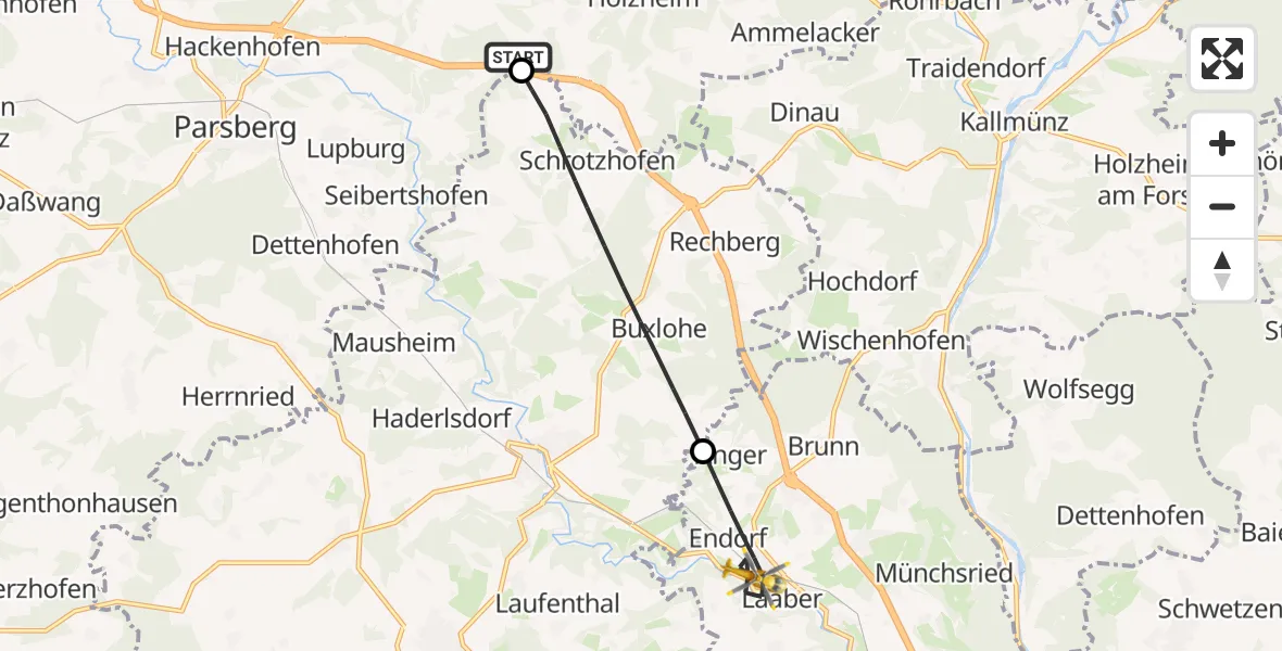 Flugroute Rettungshubschrauber Hohenfels - Laaber, 26 September 2026, 15:13