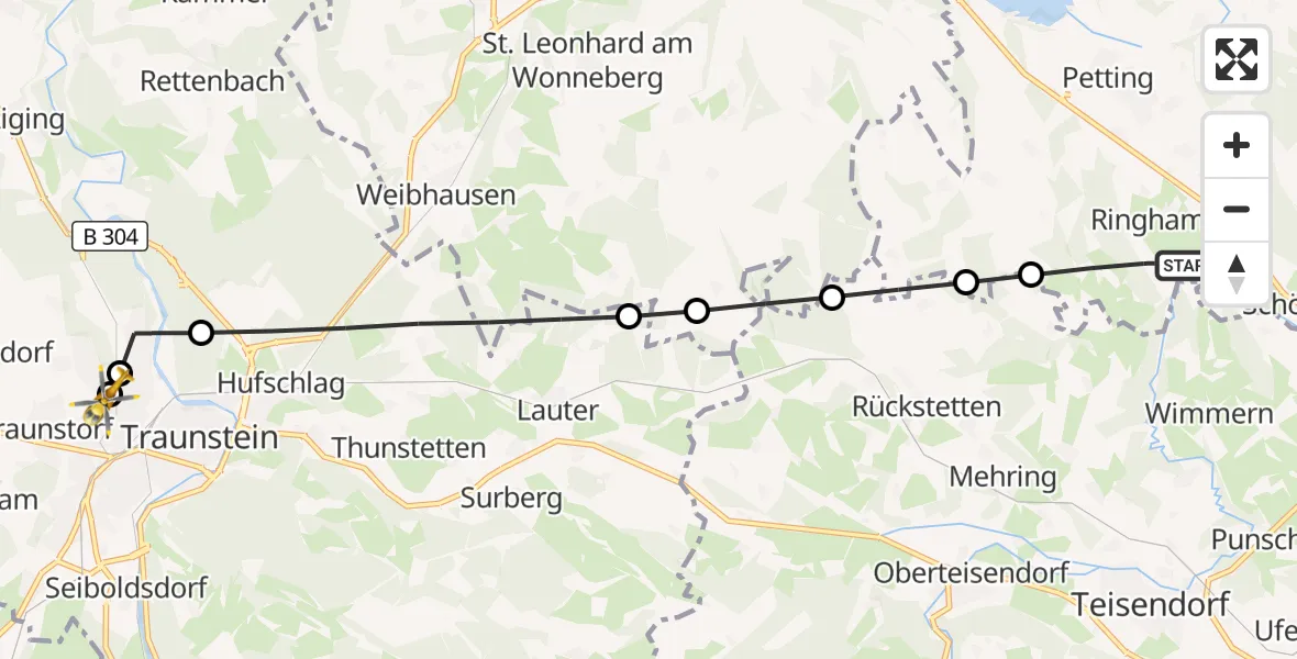 Flugroute Rettungshubschrauber Petting - Traunstein Hospital, 26 September 2026, 15:26