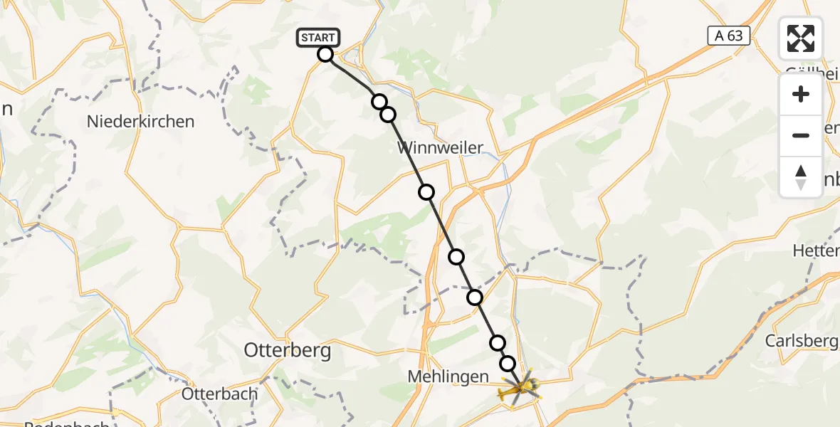Flugroute Rettungshubschrauber Rockenhausen - Enkenbach-Alsenborn, 26 September 2026, 15:26