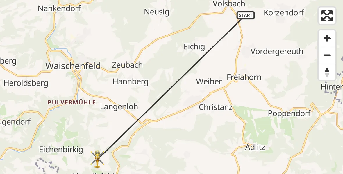 Flugroute Ambulanzhubschrauber Ahorntal - Ahorntal, 26 September 2026, 15:28