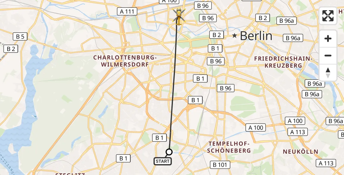 Flugroute Rettungshubschrauber Charité Clinic Benjamin Franklin Campus - Berlin, 26 September 2026, 15:51