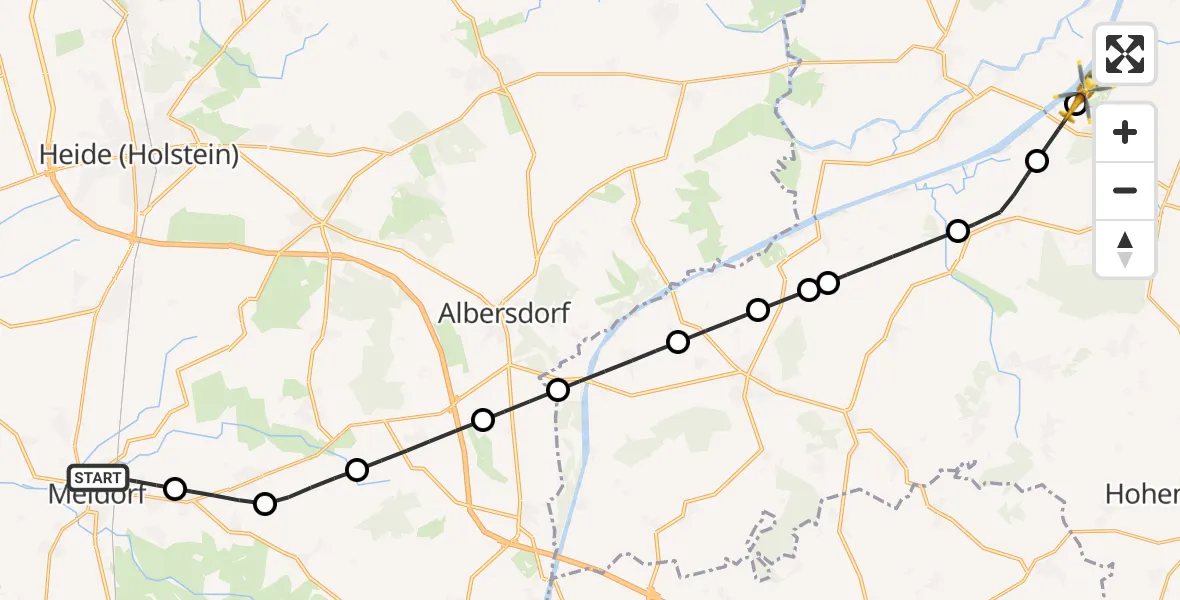 Flugroute Ambulanzhubschrauber Meldorf - Hörsten, 26 September 2026, 16:19