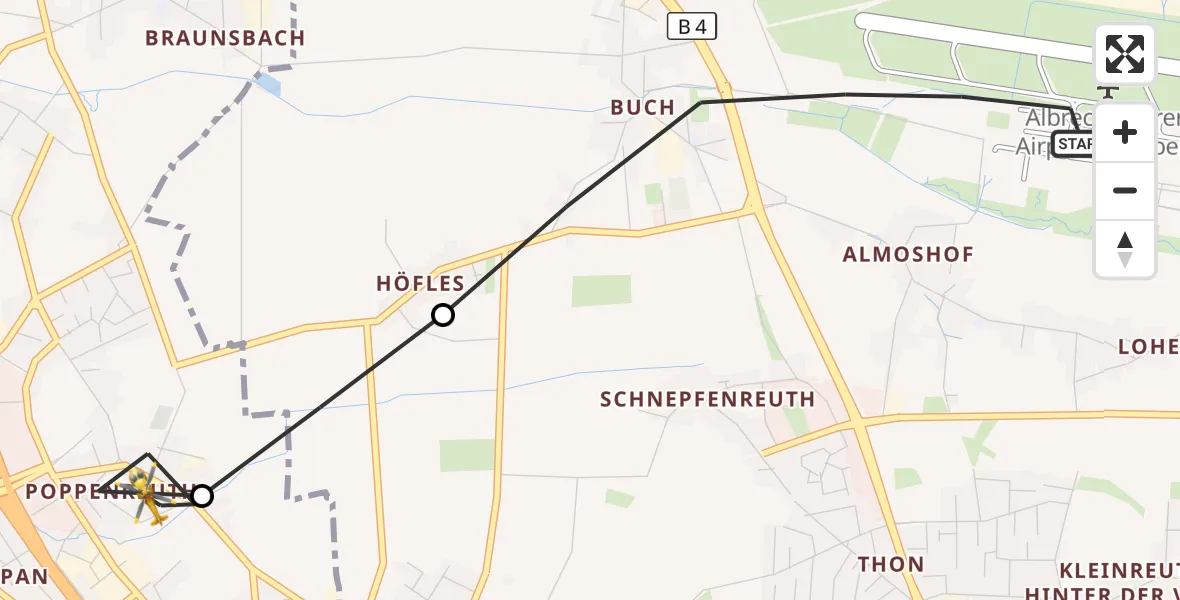 Flugroute Ambulanzhubschrauber Flughafen Nuremberg - Fürth, 26 September 2026, 16:26