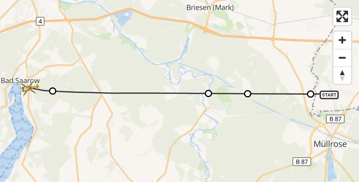 Flugroute Rettungshubschrauber Frankfurt (Oder) - Bad Saarow, 26 September 2026, 16:29