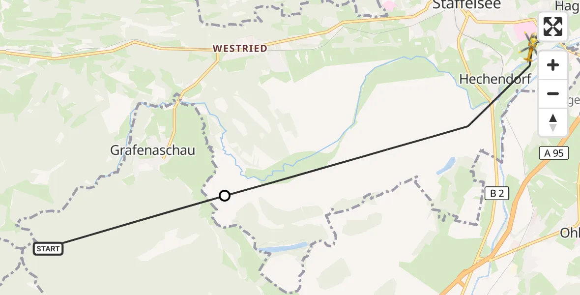 Flugroute Rettungshubschrauber Schwaigen - Murnau a.Staffelsee, 26 September 2026, 16:31