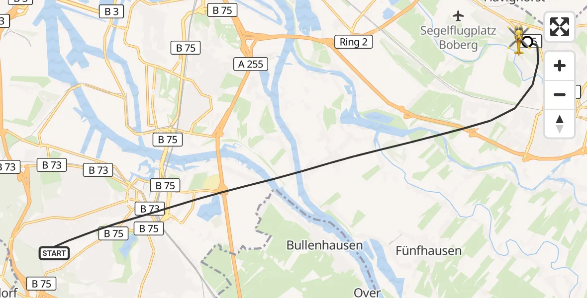 Flugroute Rettungshubschrauber Hamburg - Christoph Hansa ADAC Hubschrauberlandeplatz, 26 September 2026, 17:11