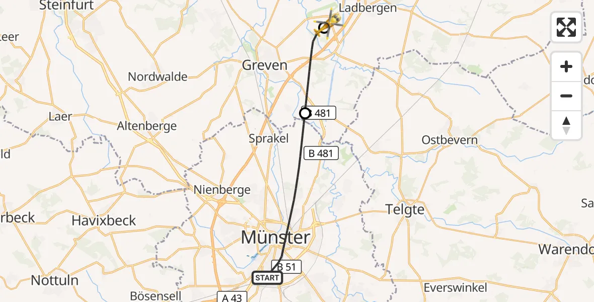 Flugroute Ambulanzhubschrauber Münster - Christoph  Westfalen-ADAC, 26 September 2026, 19:07