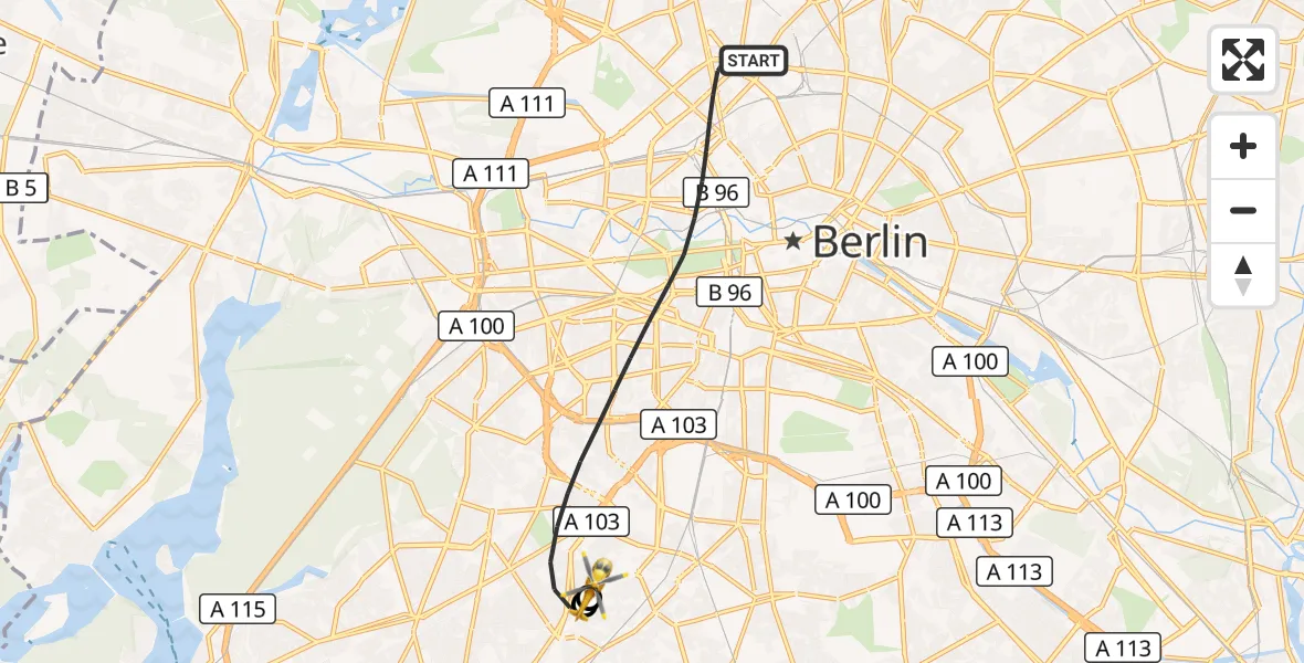 Flugroute Rettungshubschrauber Berlin - Charité Clinic Benjamin Franklin Campus, 26 September 2026, 19:11