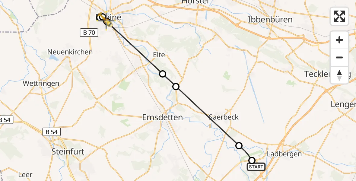 Flugroute Ambulanzhubschrauber Christoph  Westfalen-ADAC - ADAC Luftrettungsstation Rheine Hubschrauberlandeplatz (Christoph Europa 2), 26 September 2026, 20:04