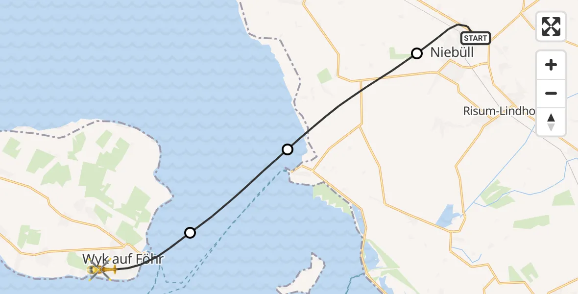 Flugroute Ambulanzhubschrauber Niebüll - Wyk auf Föhr, 26 September 2026, 21:55