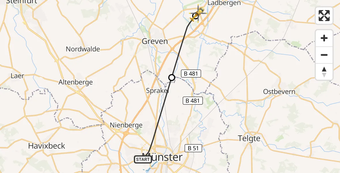 Flugroute Ambulanzhubschrauber Münster - Christoph  Westfalen-ADAC, 26 September 2026, 22:36