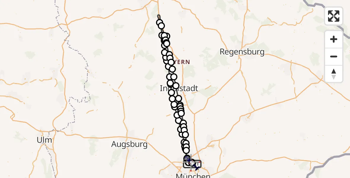 Flugroute Polizeihubschrauber Oberschleißheim - Oberschleißheim, 27 September 2026, 03:58