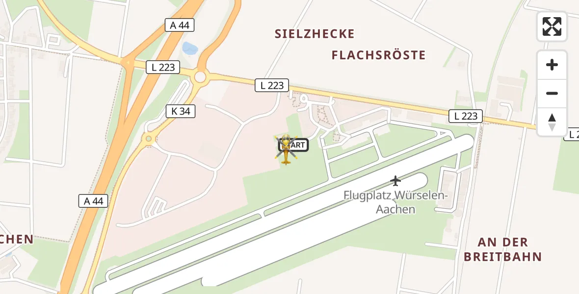 Flugroute Rettungshubschrauber Aachen-Merzbrück Flughafen - Aachen-Merzbrück Flughafen, 27 September 2026, 05:49