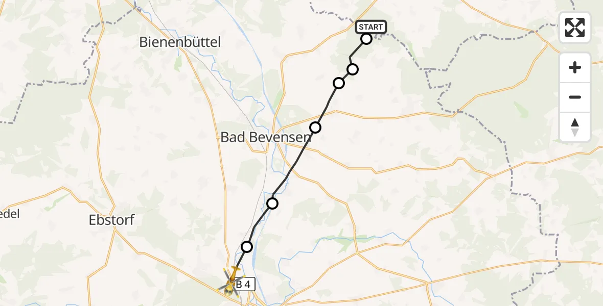 Flugroute Rettungshubschrauber Dahlenburg - Uelzen, 27 September 2026, 06:33