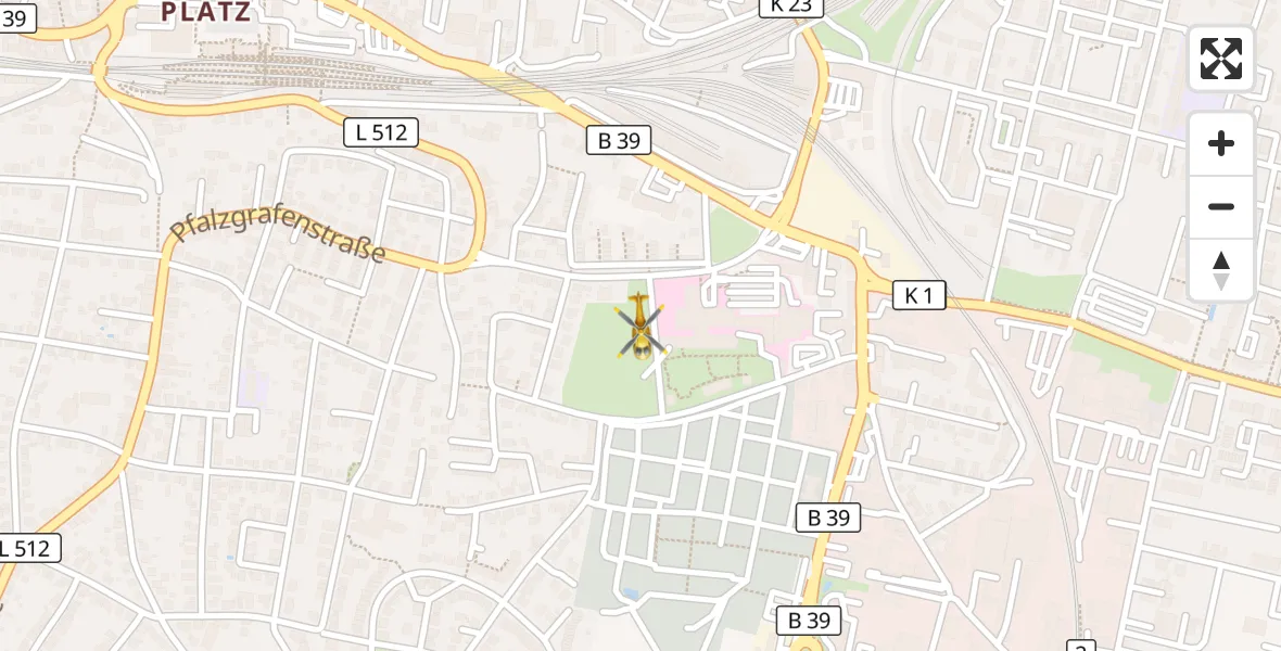 Flugroute Rettungshubschrauber Neustadt an der Weinstraße - Neustadt an der Weinstraße, 27 September 2026, 07:37