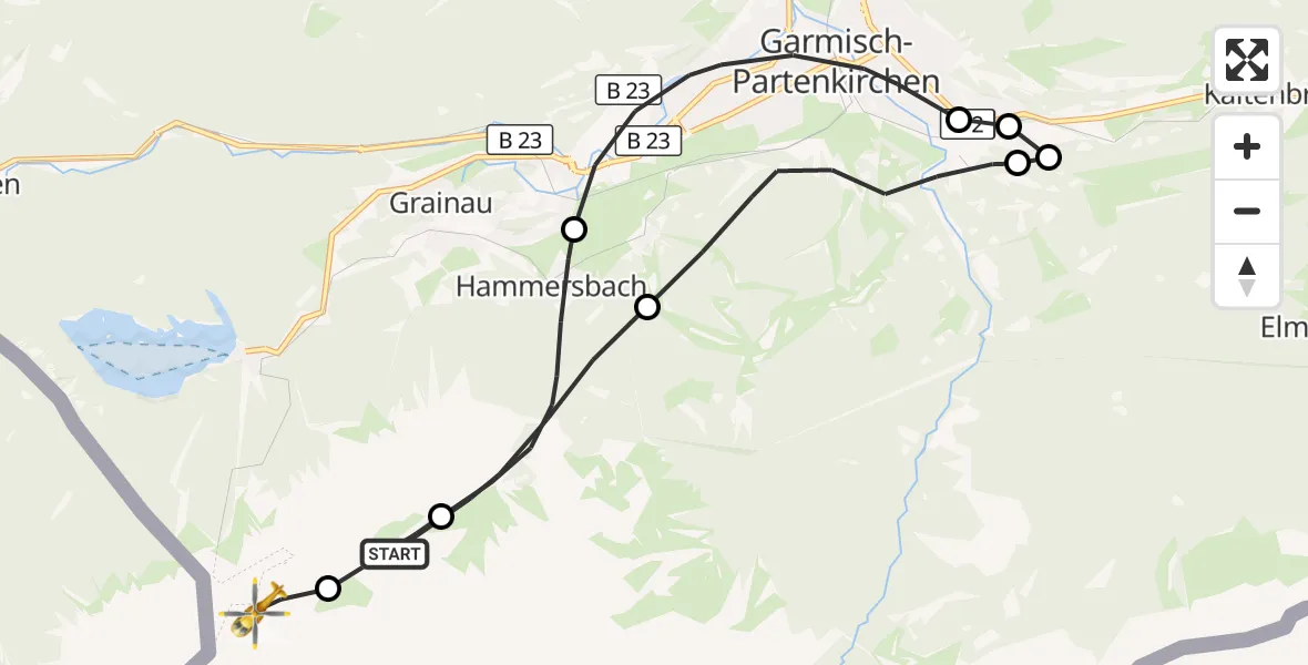 Flugroute Rettungshubschrauber Grainau - Grainau, 27 September 2026, 07:37