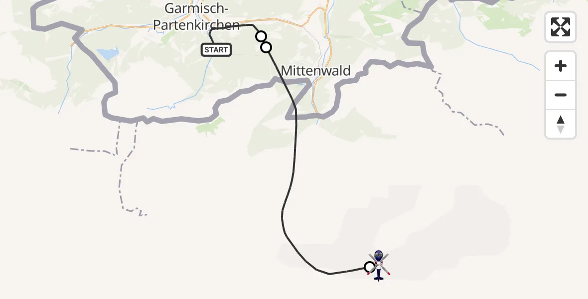 Flugroute Polizeihubschrauber Garmisch-Partenkirchen - Innsbruck Airport, 27 September 2026, 08:10