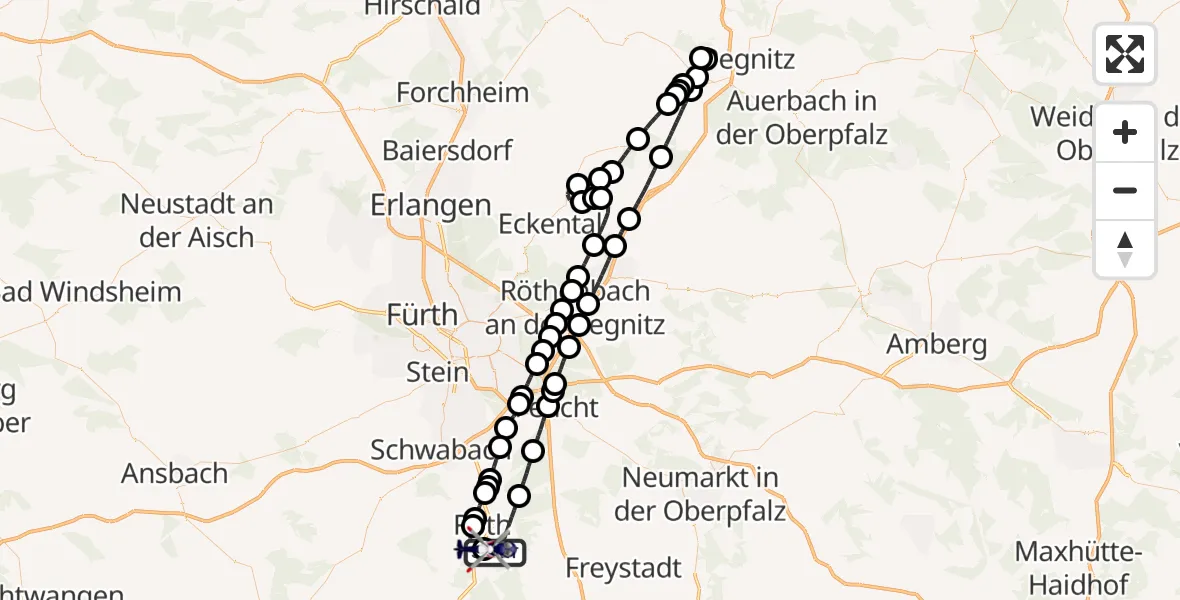 Flugroute Polizeihubschrauber Roth - Flugplatz Roth, 27 September 2026, 09:32