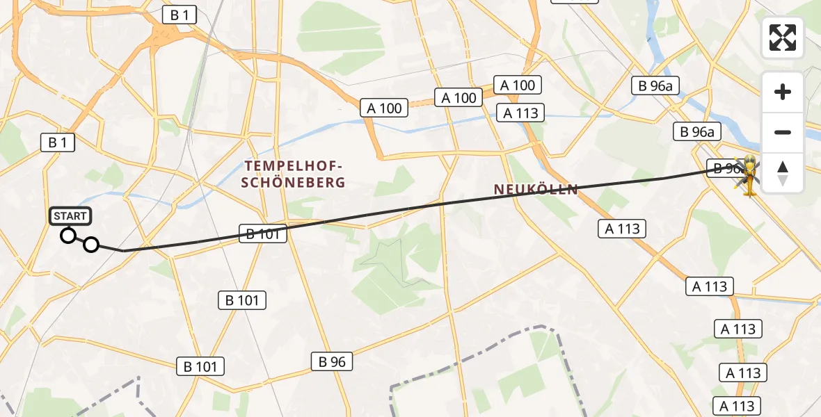 Flugroute Rettungshubschrauber Charité Clinic Benjamin Franklin Campus - Berlin, 27 September 2026, 09:36